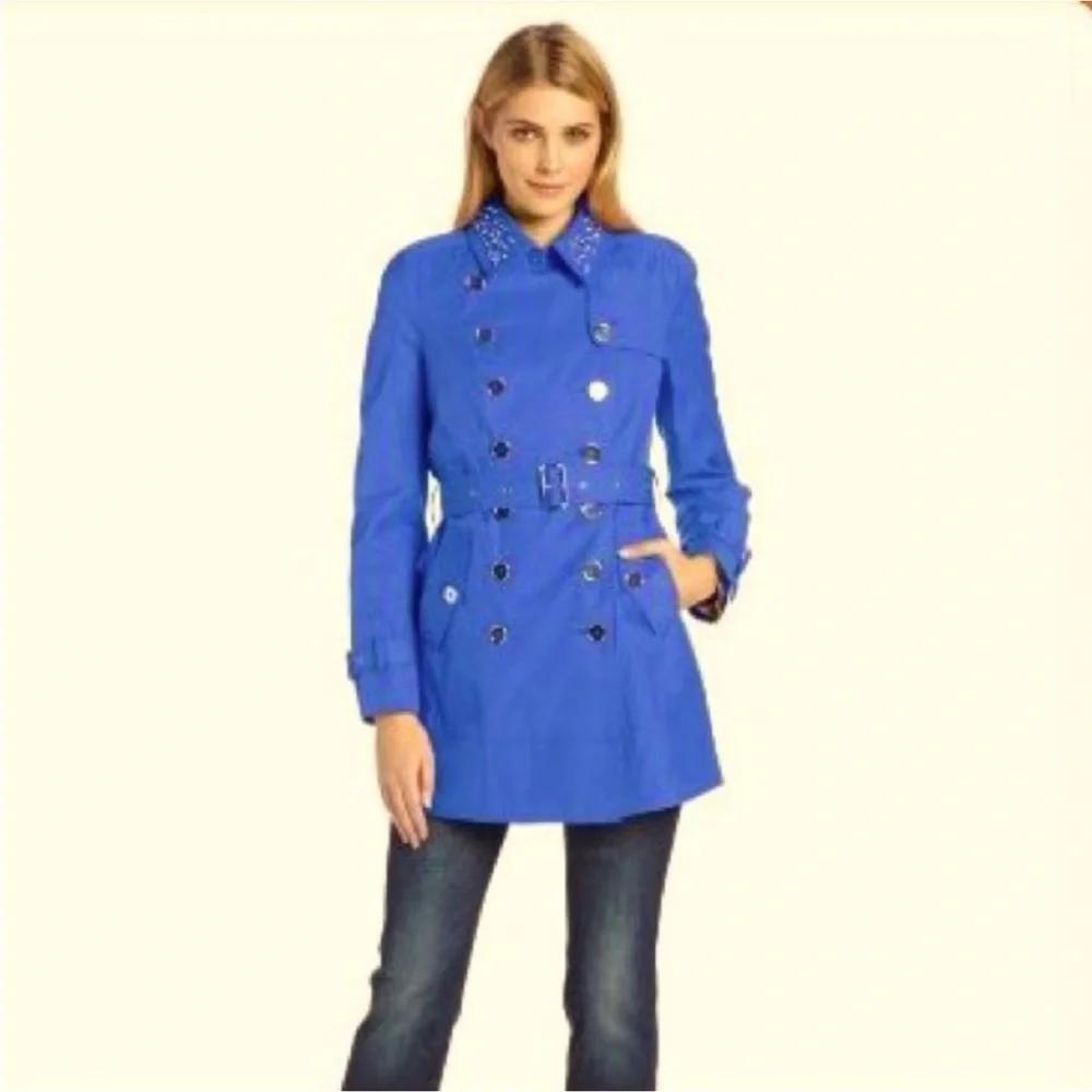 Sam Edelman Vibrant Blue Trench Coat - Picture 1 of 8